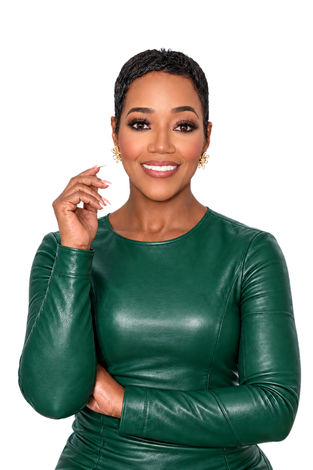 Millicent Payne in an emerald dress